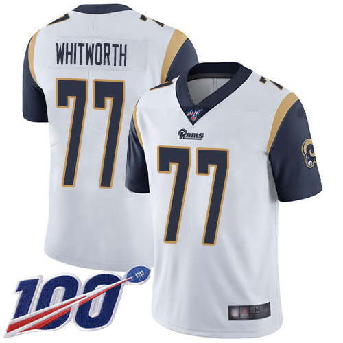 Los Angeles Rams Limited White Men Andrew Whitworth Road Jersey NFL Football #77 100th Season Vapor Untouchable->los angeles rams->NFL Jersey